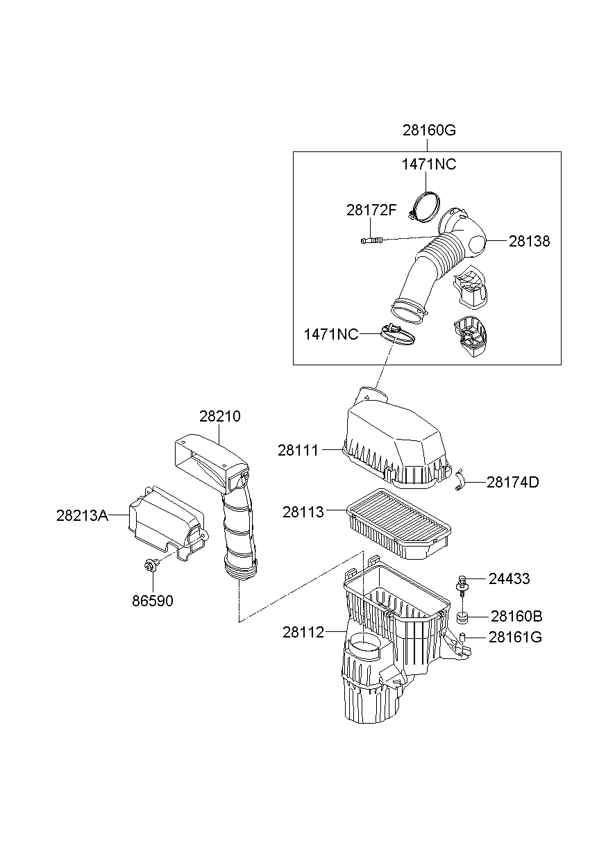 Корпус воздушного фильтра в сборе для Киа Соул 2008-2011