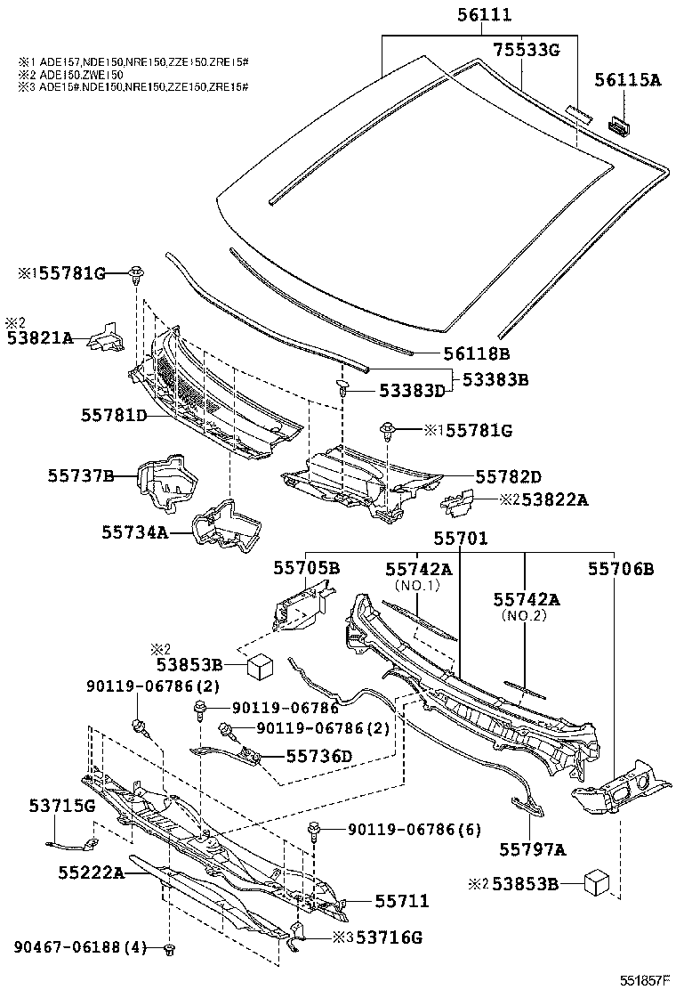 Лобовое стекло для Тойота Аурис 2006-2010