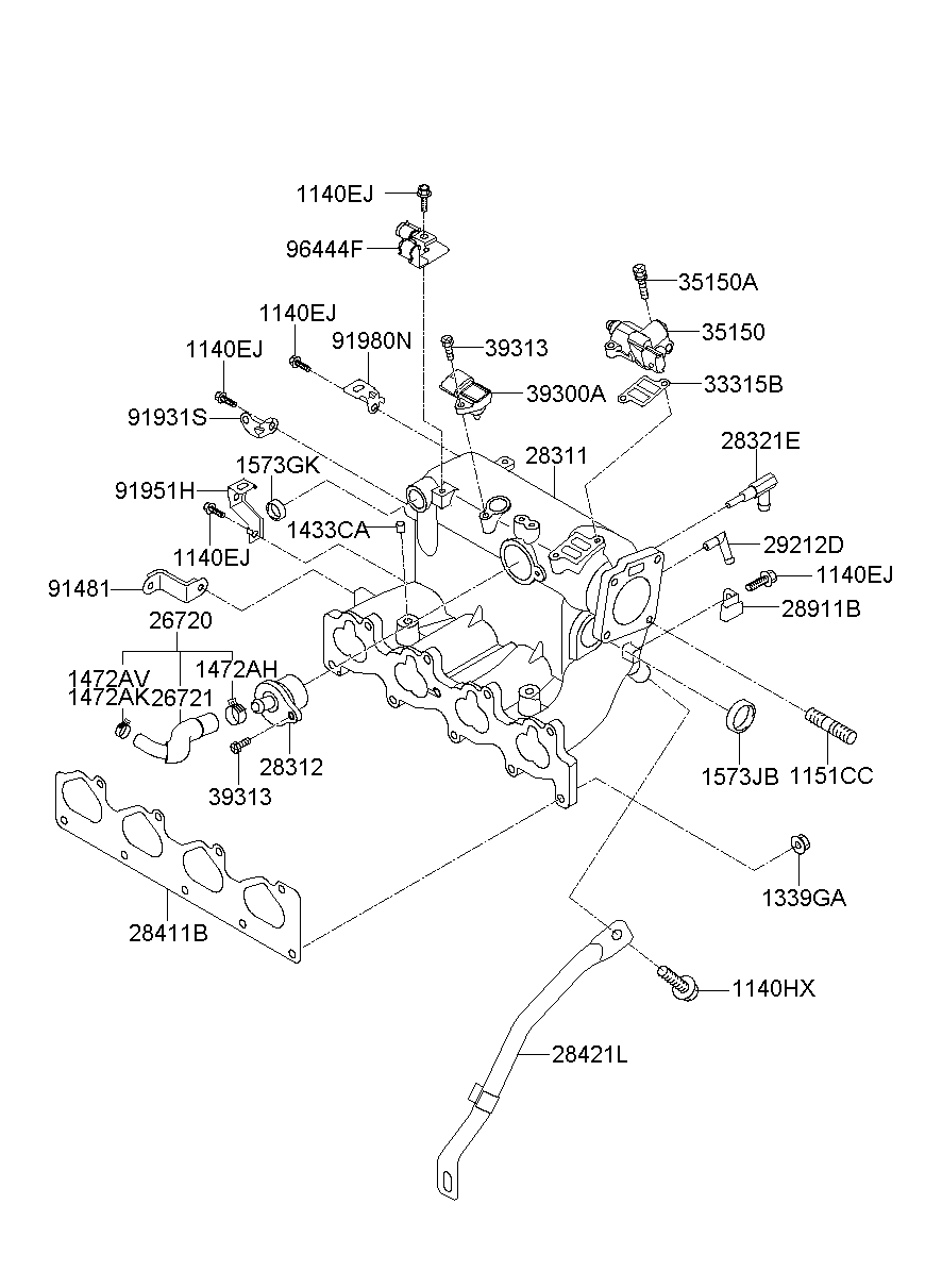 Коллектор впускной для Киа Соул 2008-2011