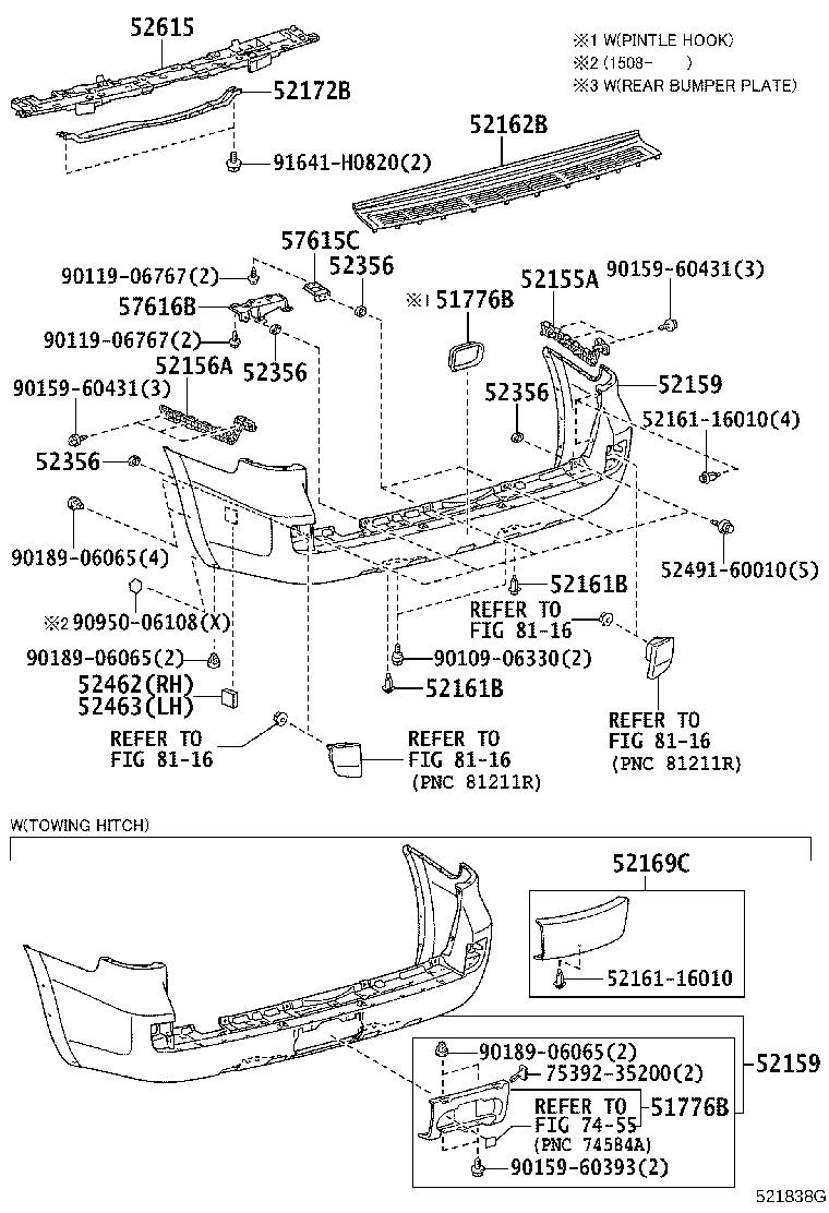 Бампер задний для Тойота Ленд Крузер 2007-2012