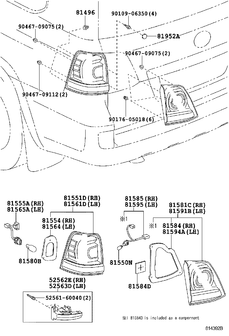 Фонарь задний правый на крыле для Тойота Ленд Крузер 2007-2012