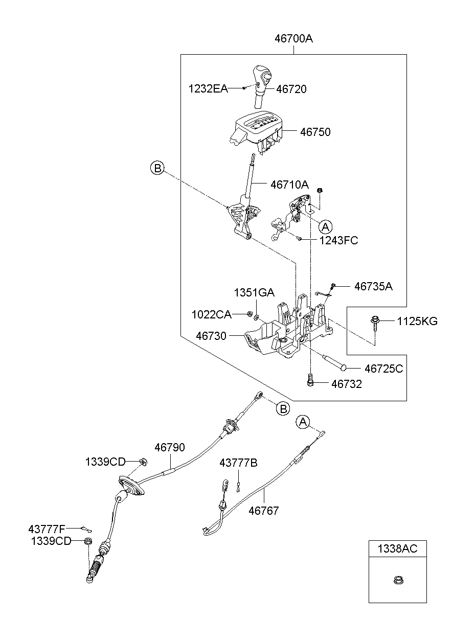Трос переключения скоростей, автомат для Киа Соул 2008-2011 