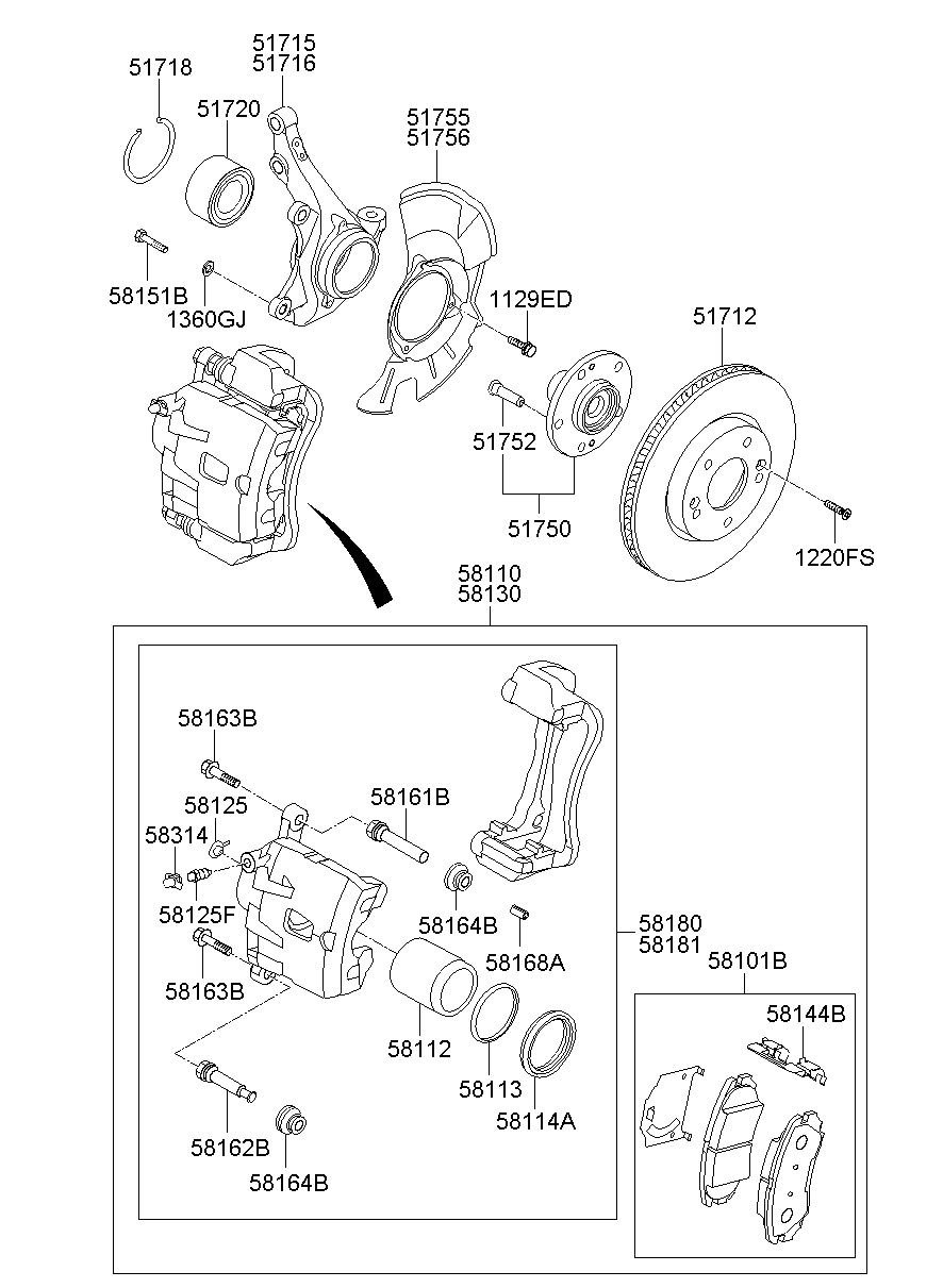 Колодки тормозные передние для Киа Соул 2008-2011