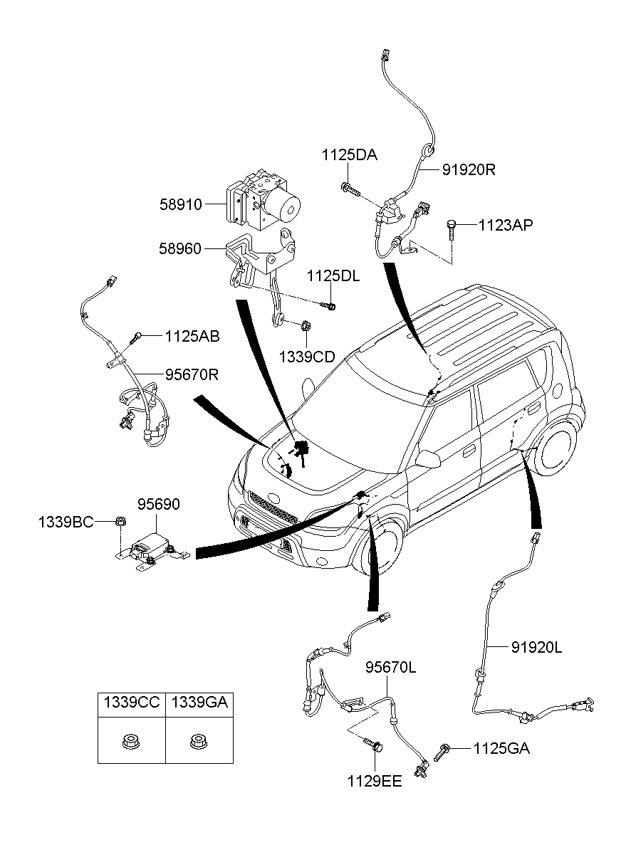 Датчик АБС передний правый для Киа Соул 2008-2011