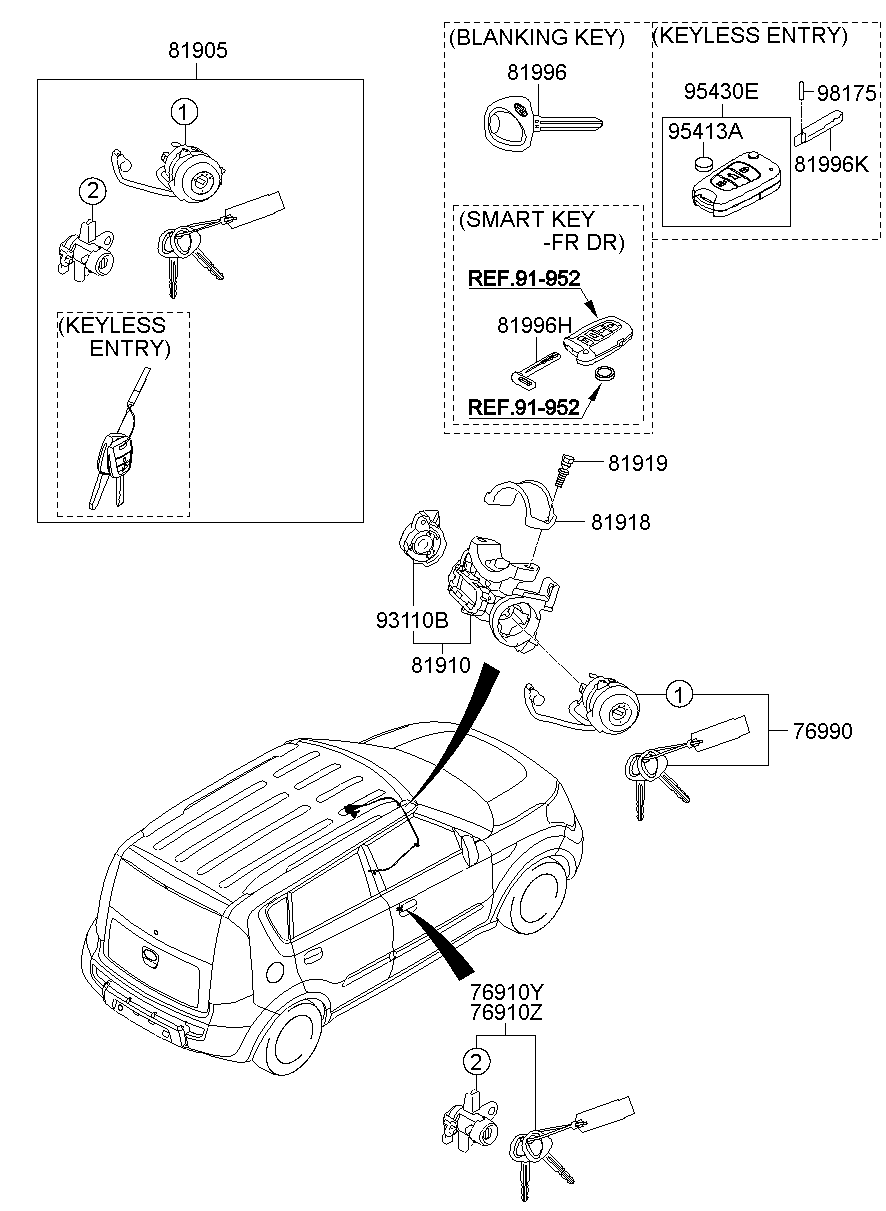 Набор ключей для Киа Соул 2008-2011