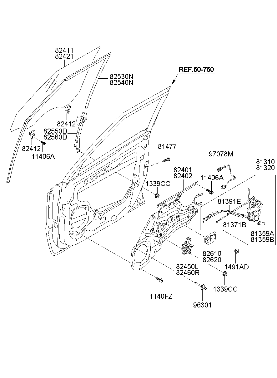Замок передней левой двери для Киа Соул 2008-2011