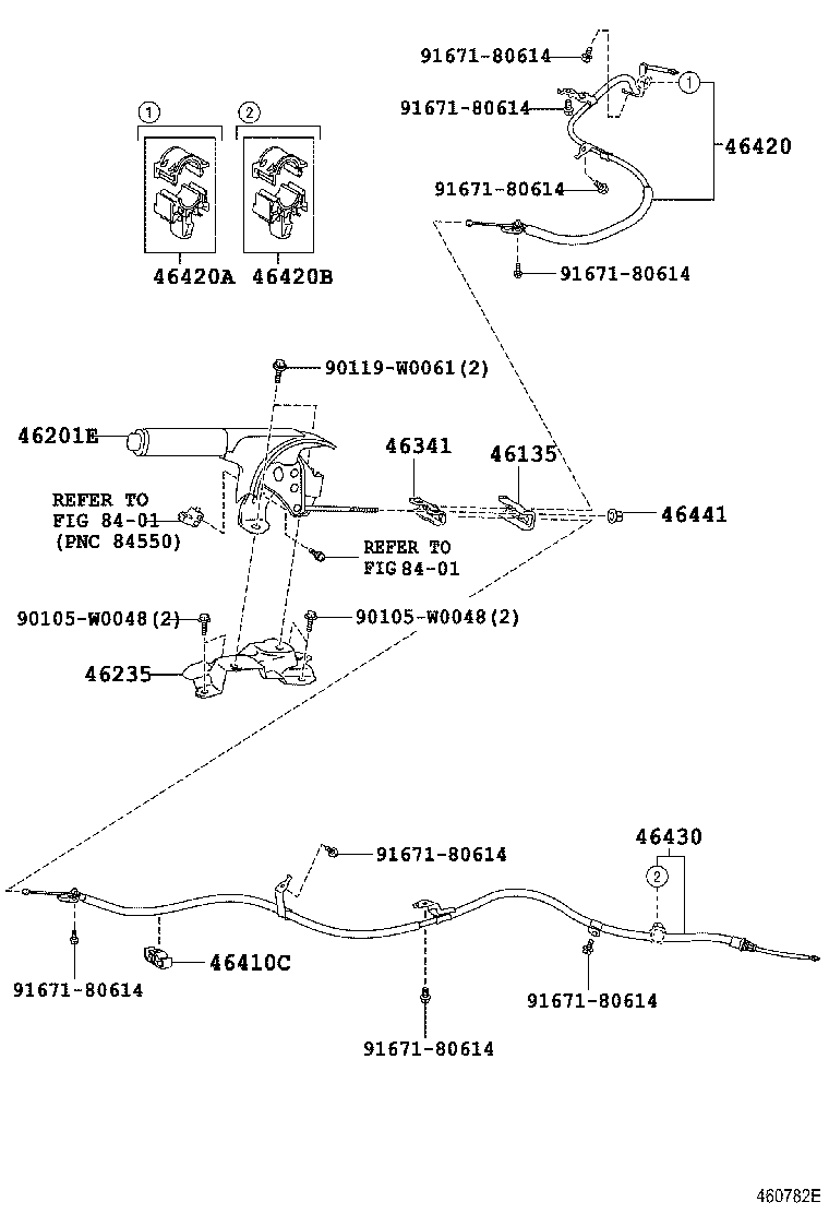 Трос правый стояночного, ручного тормоза для Тойота Ярис 2005-2009