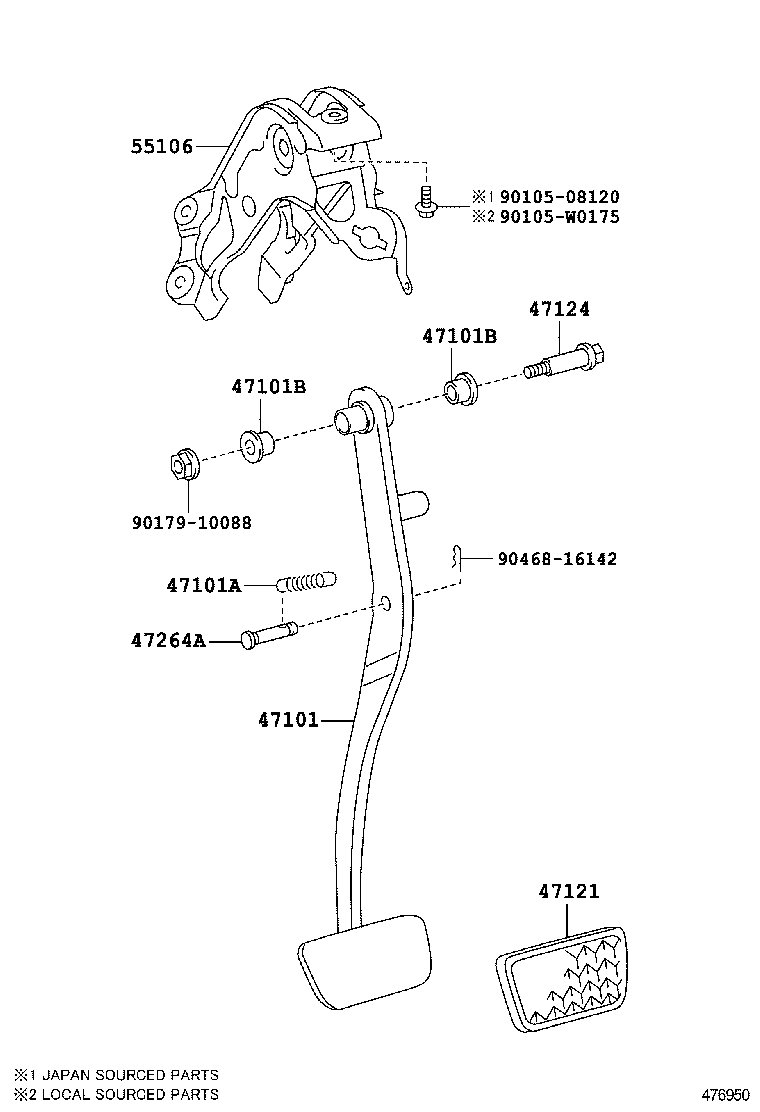 Педаль тормоза для Тойота Ярис 2005-2009