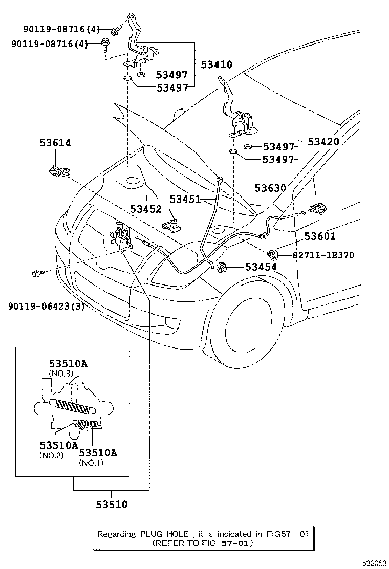 Петля капота левая для Тойота Ярис 2005-2009