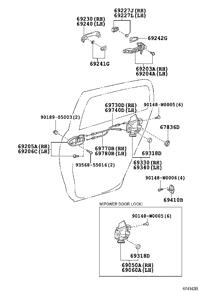 Ручка задней левой двери для Тойота Ярис 2005-2009