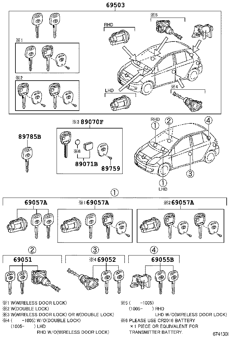 Комплект ключей для Тойота Ярис 2005-2009