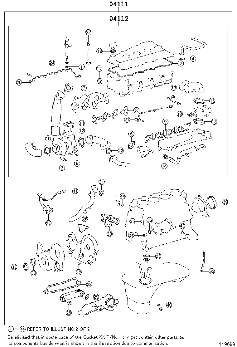 Комплект прокладок для двигателя для Тойота Ленд Крузер Прадо 1999-2002