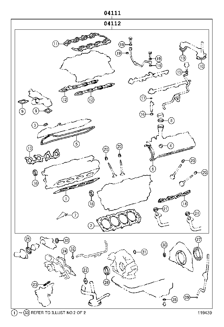 Комплект прокладок для двигателя для Тойота Ленд Крузер 2002-2005
