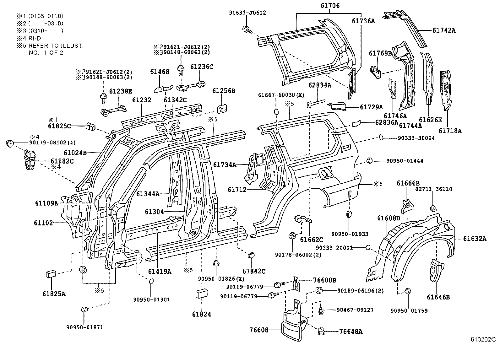 Центральная стойка кузова левая для Тойота Ленд Крузер 2002-2005