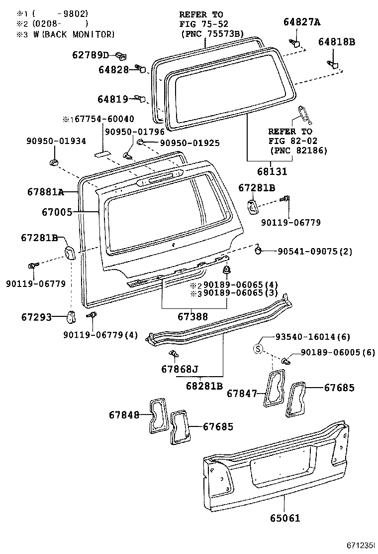 Стекло заднее для Тойота Ленд Крузер 2002-2005