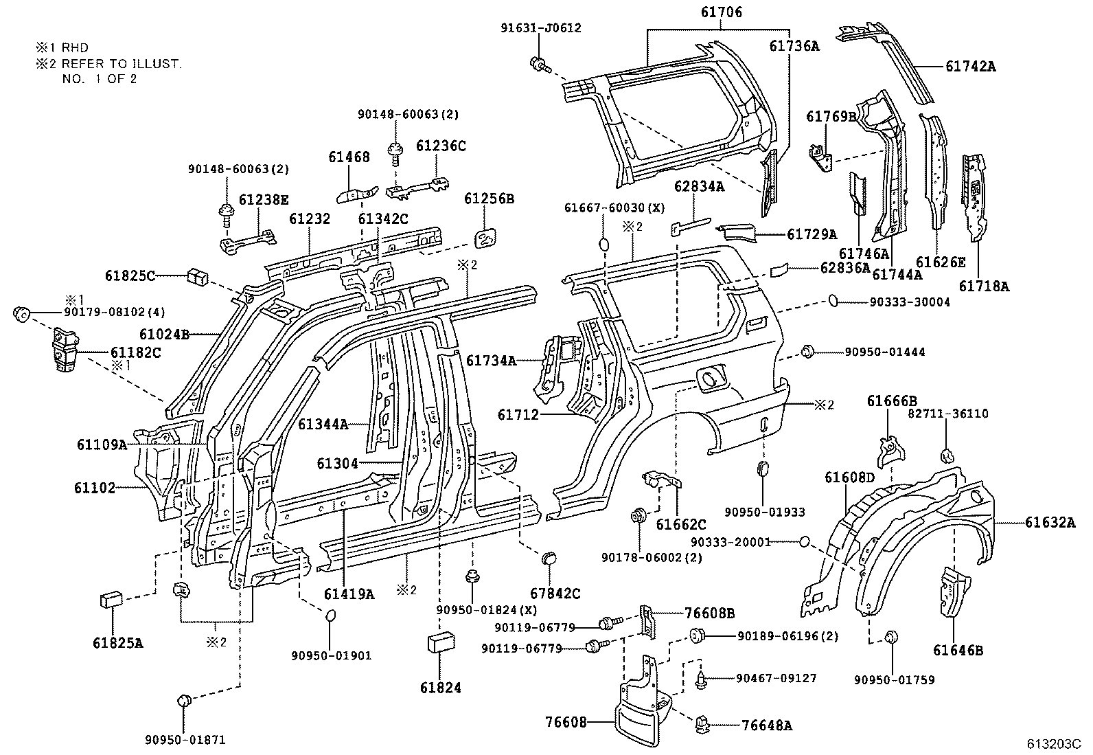 Центральная стойка кузова левая для Тойота Ленд Крузер 2005-2007