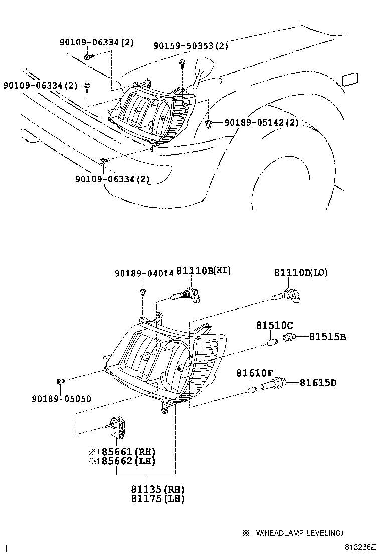 Фара левая в сборе для Тойота Ленд Крузер 2005-2007