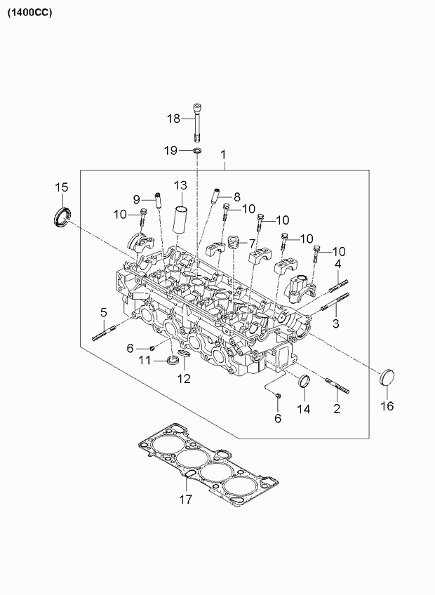 Головка блока цилиндров в сборе для Киа Рио 2005-2009