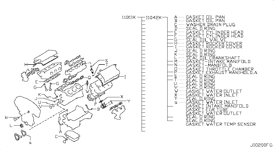 Комплект прокладок для двигателя для Ниссан Теана 2005-2008