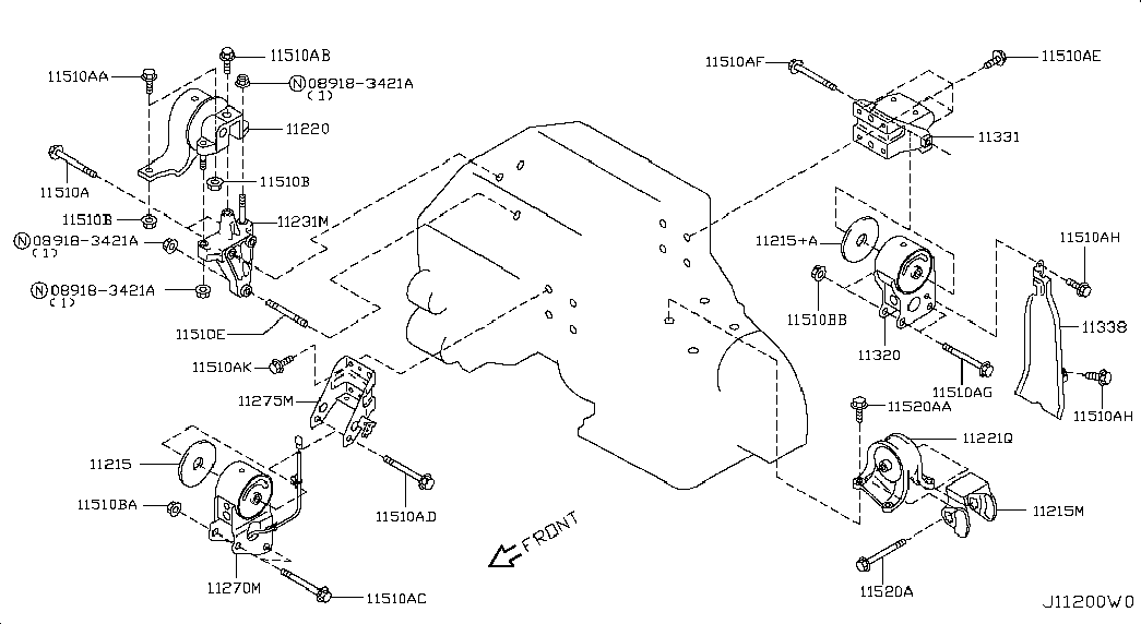 Подушка двигателя задняя для Ниссан Теана 2005-2008