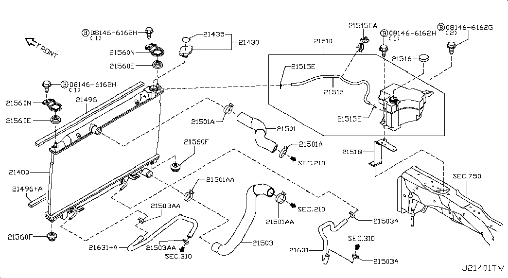 Бачок расширительный для Ниссан Теана 2005-2008