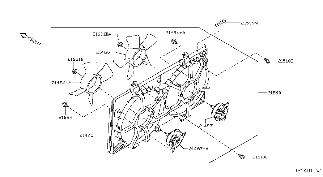 Диффузор вентилятора двигателя для Ниссан Теана 2005-2008