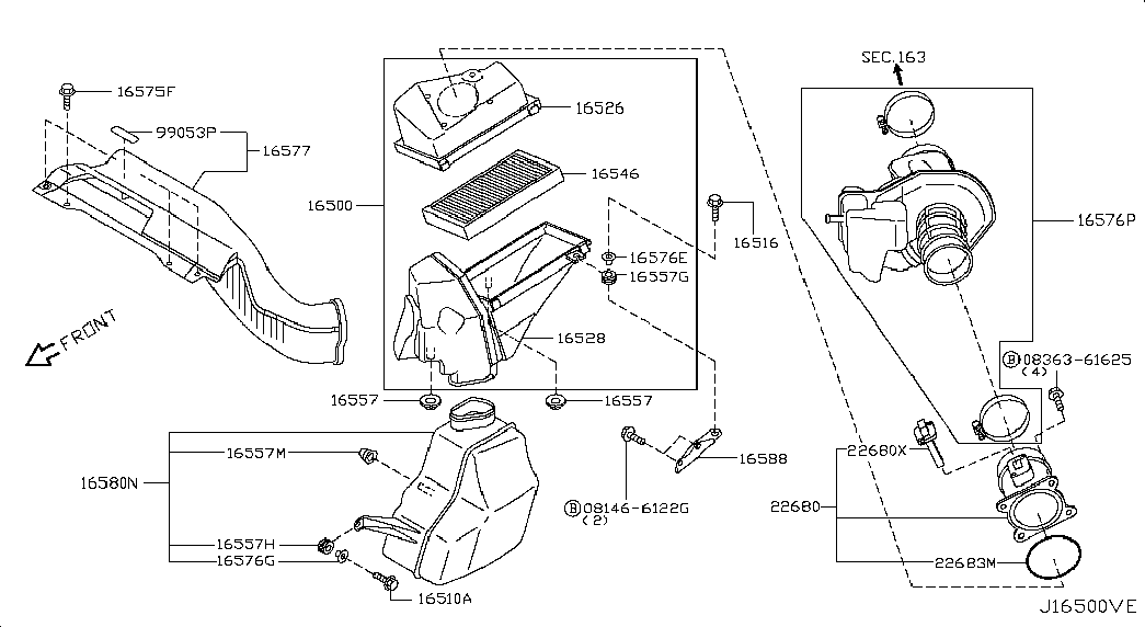 Корпус воздушного фильтра в сборе для Ниссан Теана 2005-2008