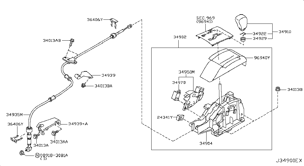 Рычаг переключения скоростей для Ниссан Теана 2005-2008