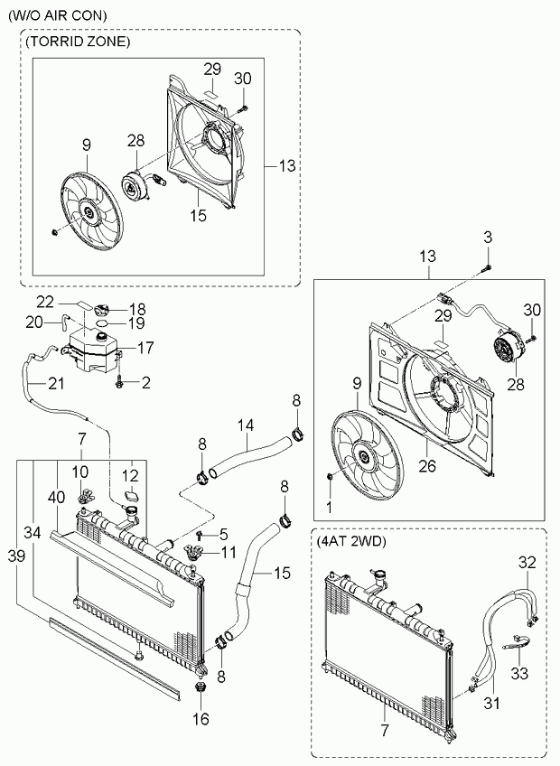 Вентилятор в сборе для Киа Рио 2005-2009