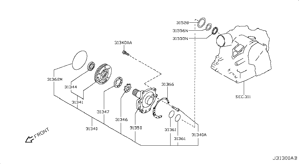 Корпус масляного насоса АКПП для Ниссан Теана 2005-2008