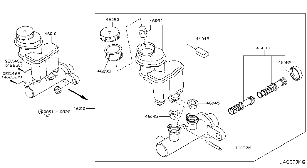 Главный тормозной цилиндр с бачком для Ниссан Теана 2005-2008