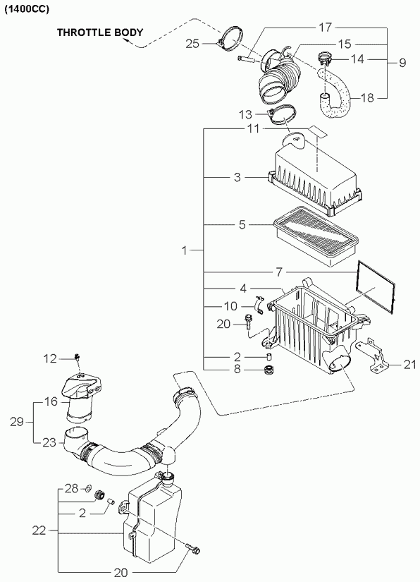 Корпус воздушного фильтра для Киа Рио 2005-2009