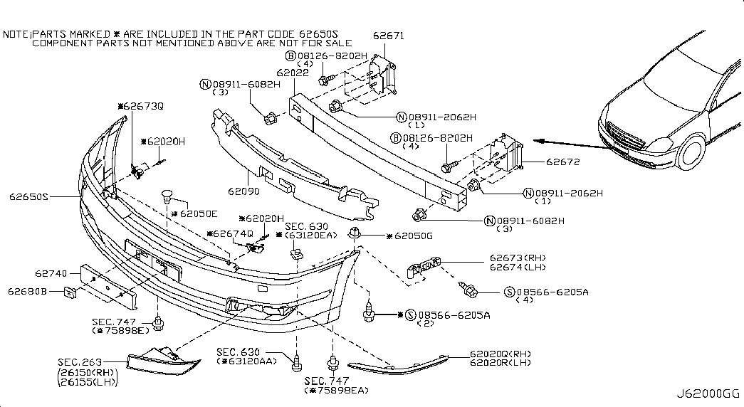 Бампер передний для Ниссан Теана 2005-2008