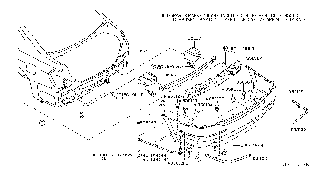 Бампер задний для Ниссан Теана 2005-2008
