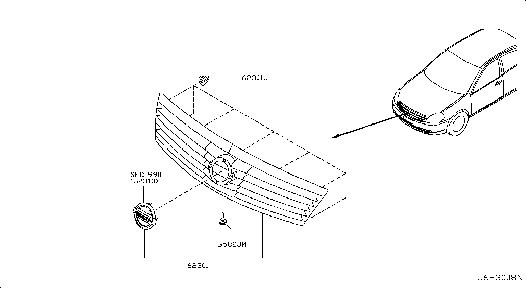 Решетка радиатора для Ниссан Теана 2005-2008