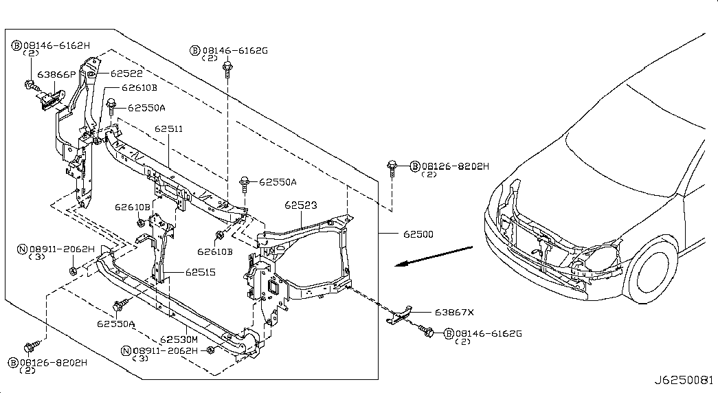 Панель передняя-телевизор для Ниссан Теана 2005-2008