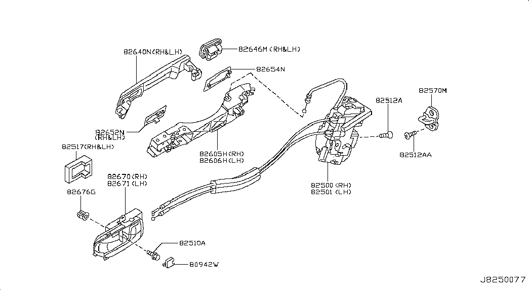 Замок задней левой двери для Ниссан Теана 2005-2008
