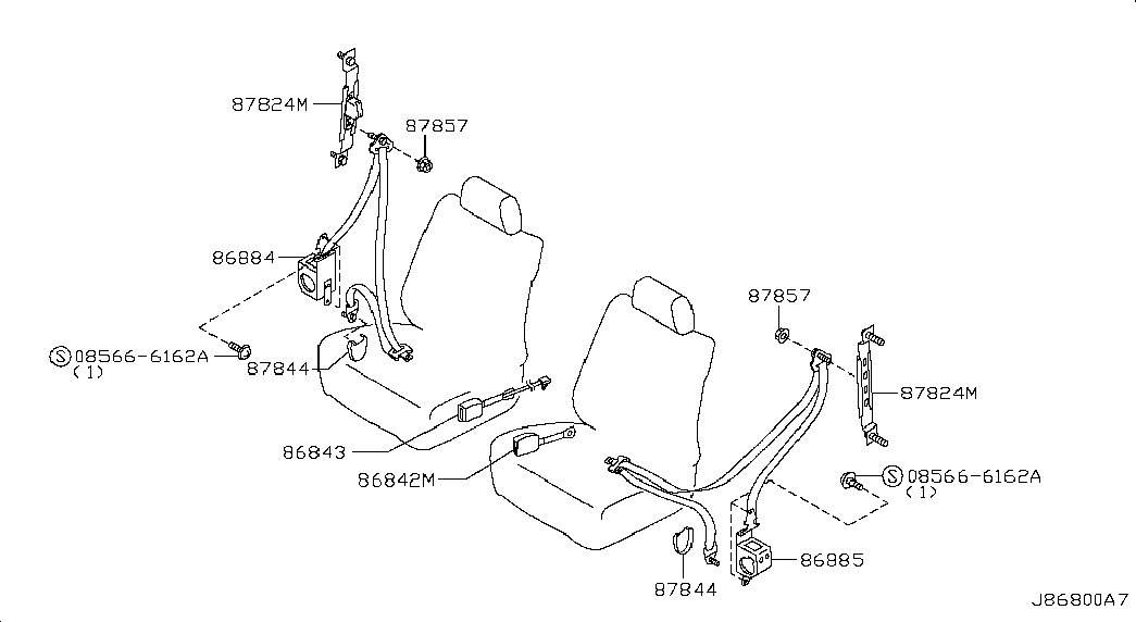 Ремень безопасности переднего пассажира для Ниссан Теана 2005-2008