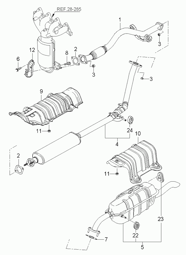 Глушитель средний, резонатор для Киа Рио 2005-2009