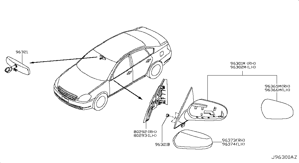Зеркало внутрисалонное для Ниссан Теана 2005-2008