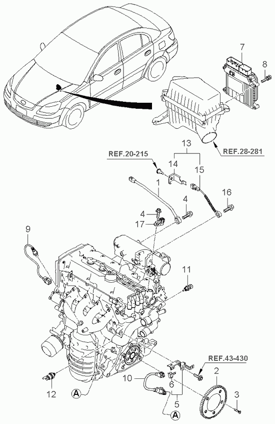 Блок управления двигателем для Киа Рио 2005-2009