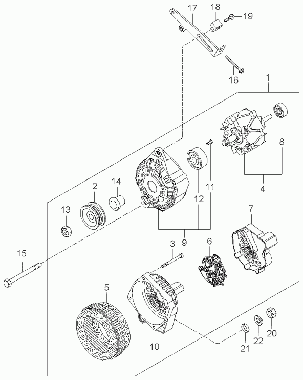 Генератор в сборе для Киа Рио 2005-2009
