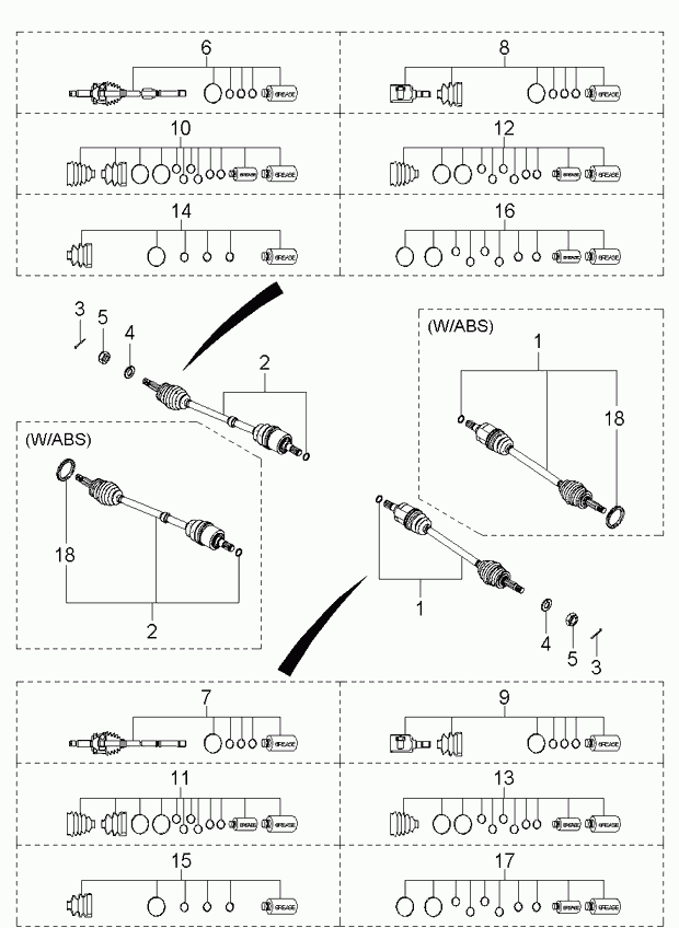 Приводной вал левый для Киа Рио 2005-2009