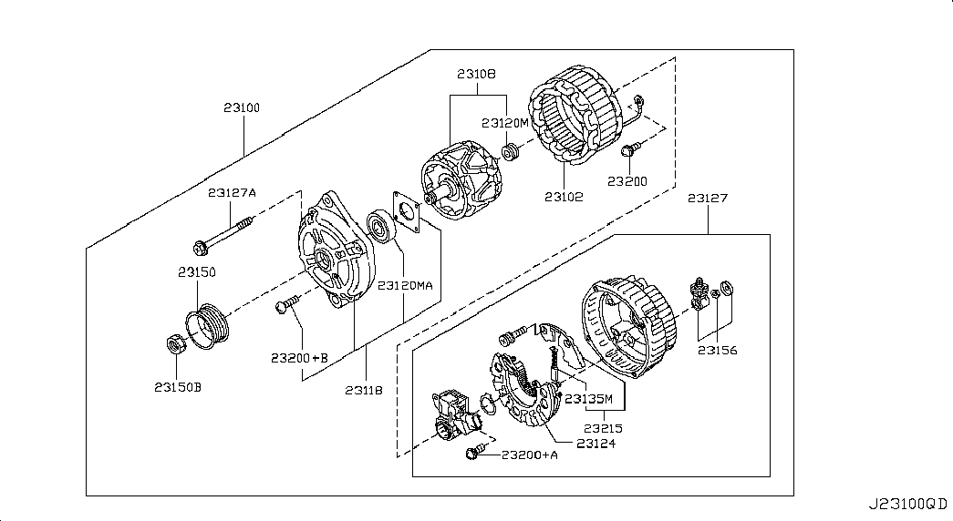 Генератор в сборе для Ниссан Теана 2008-2011