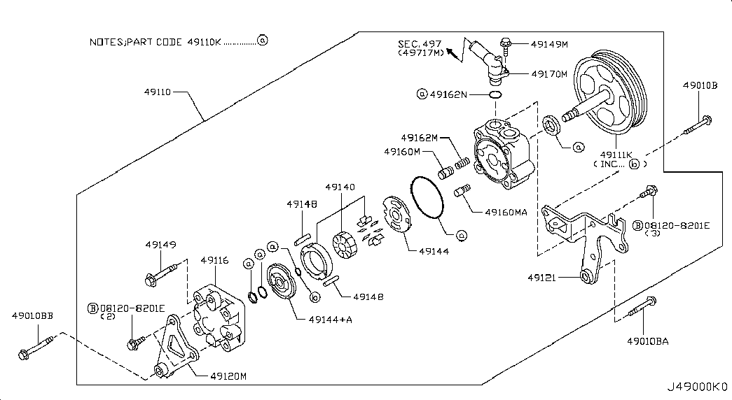 Насос ГУР для Ниссан Теана 2008-2011