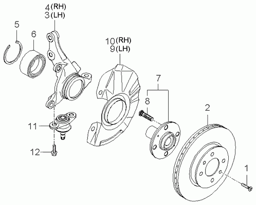 Поворотный кулак правый для Киа Рио 2005-2009