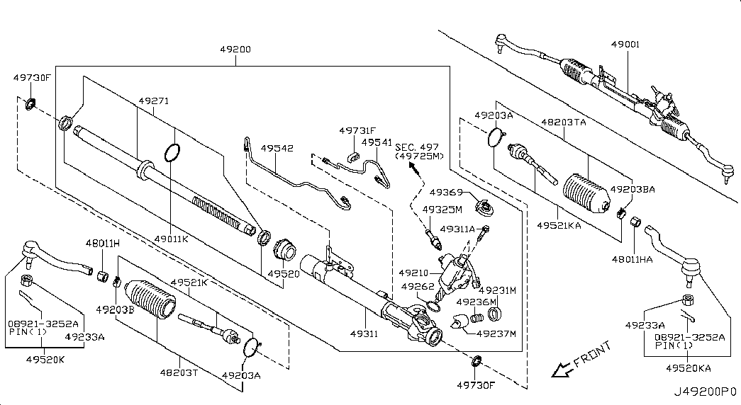 Рулевая рейка для Ниссан Теана 2008-2011