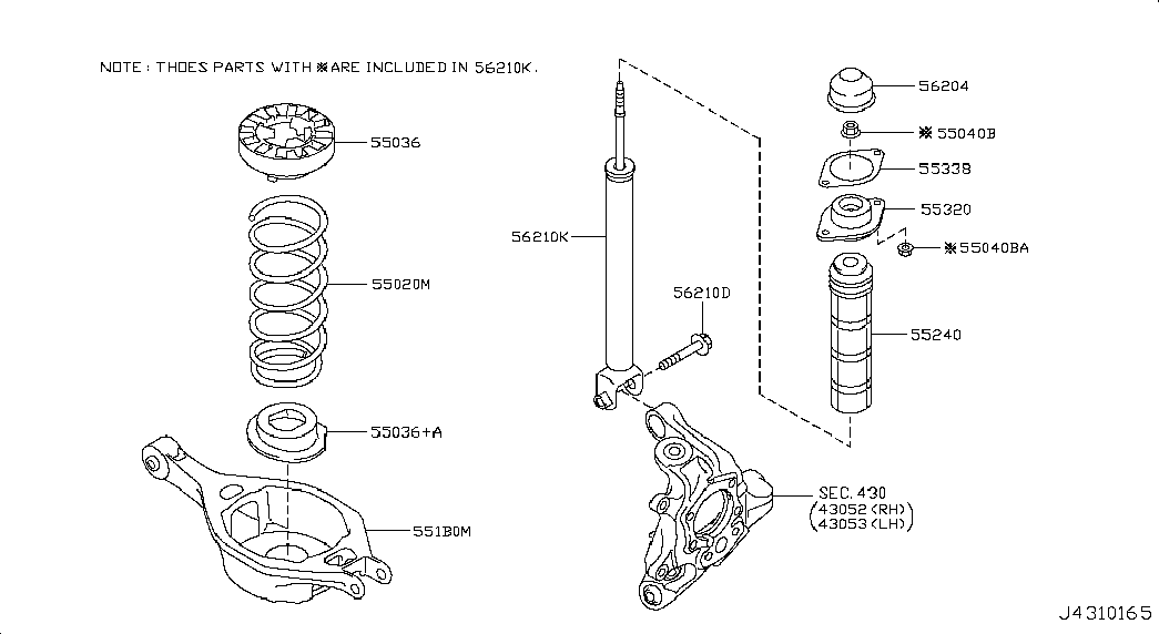 Амортизатор задний для Ниссан Теана 2008-2011