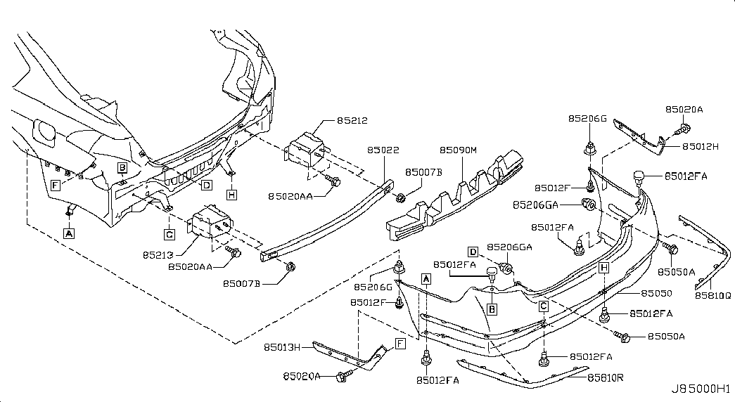 Усилитель заднего бампера для Ниссан Теана 2008-2011