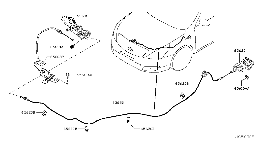 Замок капота для Ниссан Теана 2008-2011